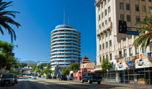 Capitol records från hörnet av Hollywood och Vine, Los Angeles