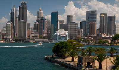 Sydney Harbour sett från andra sidan Harbour Bridge