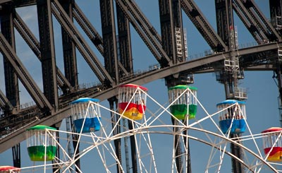 Pariserhjul på Luna Park med Harbour Bridge i bakgrunden