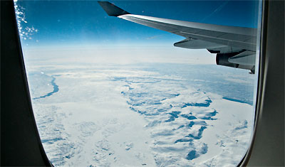 From the airplane window, going with Air France from Paris to San Francisco