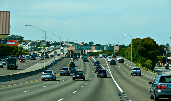 Driving from the airport to San Francisco