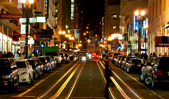 Kvällsbild i San Francisco