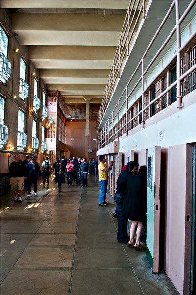 I slutet av D-block på Alcatraz, San Francisco