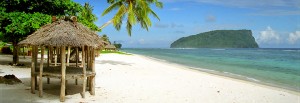 Samoa, söderhavsstrand vid Lalomanu på Upolu