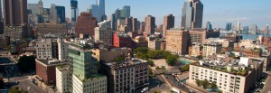 Utsikt från södra SoHo över TriBeCa och södra Manhattan, NYC