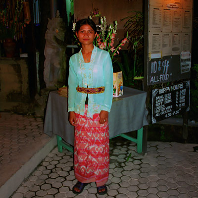 Waitress at a restaurant in sanur, bali