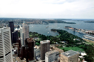 Vy uppifrån Sydney Tower