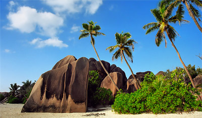 Eftermiddag vid den underbara stranden Anse Source D'Argent