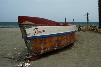 Fiskebåt på Sabinillas strand