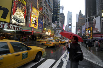 Times Square i regn