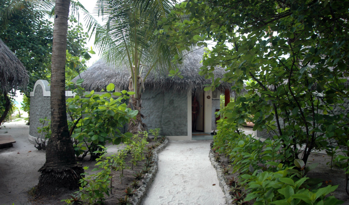 Vår beachbungalow nr 156 på Vilu Reef