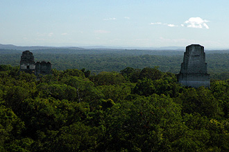 Utsikt uppifrån Templo IV, Tikal