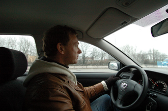 I bilen på väg till Landvetter