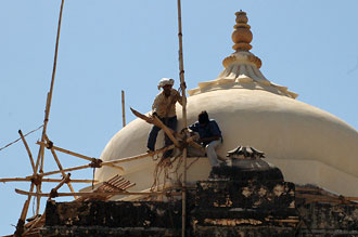 Byggarbetare på höga höjder, Amber Fort