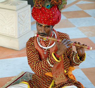 Flöjtspelare på Rambagh Palace