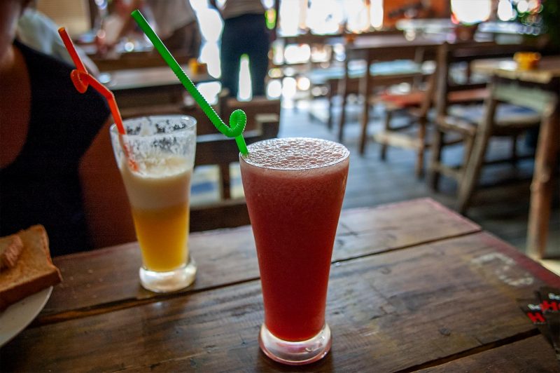 Juice vid frukost på Sakura Café i Beijing