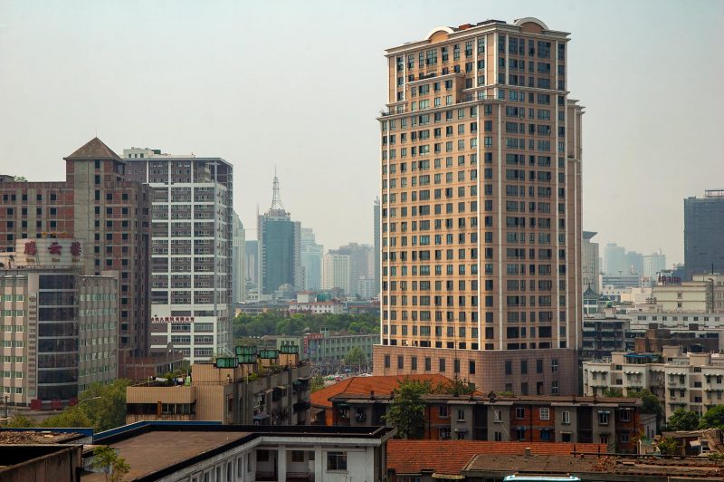 Utsikt över Chengdu centrum från Tibet Hotel
