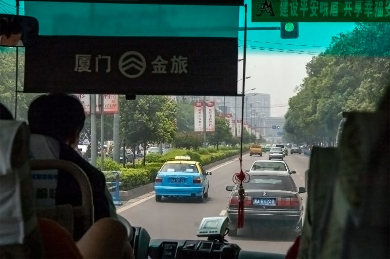 Buss ut ur Chengdu, China