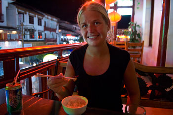Anki på Cloud 9 Restaurang, Yangshuo