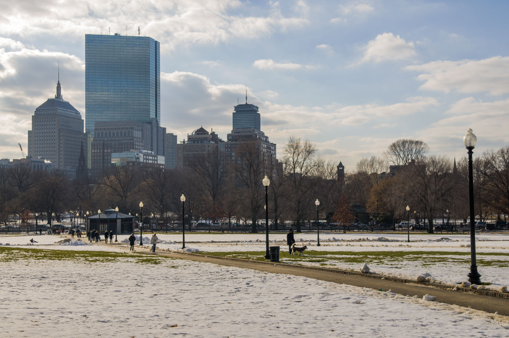 Solig vinterdag i Boston Common Parken