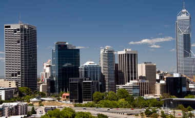 Perth skyline sett från Kings Park