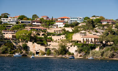 Perth city sett från färjan Rottnest Express