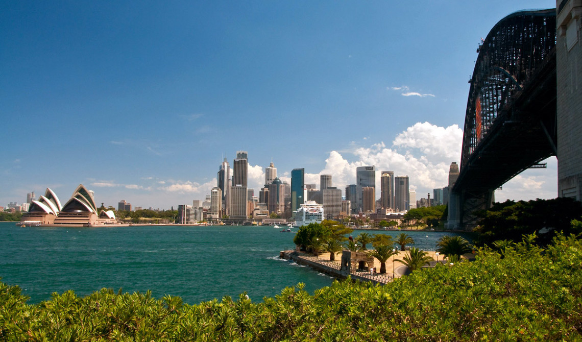 Sydney operahus och Harbour bridge