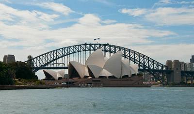 Sydney Opera House, sett från Royal Botanic Garden, Sydney