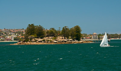 På väg från Sydney Harbour mot Manly