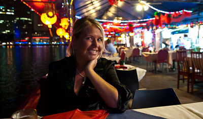 Anki på Reamnam Thai restaurang, Singapore