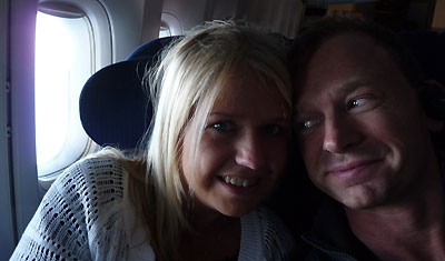 Anki & Lasse på Air France plan mellan Paris och Miami