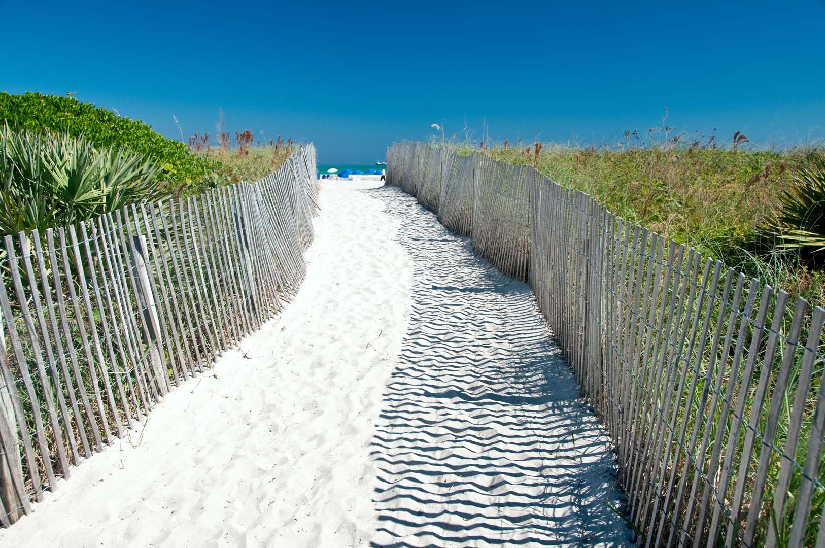 Lummus Park över sanddynorna till South Beach, Miami