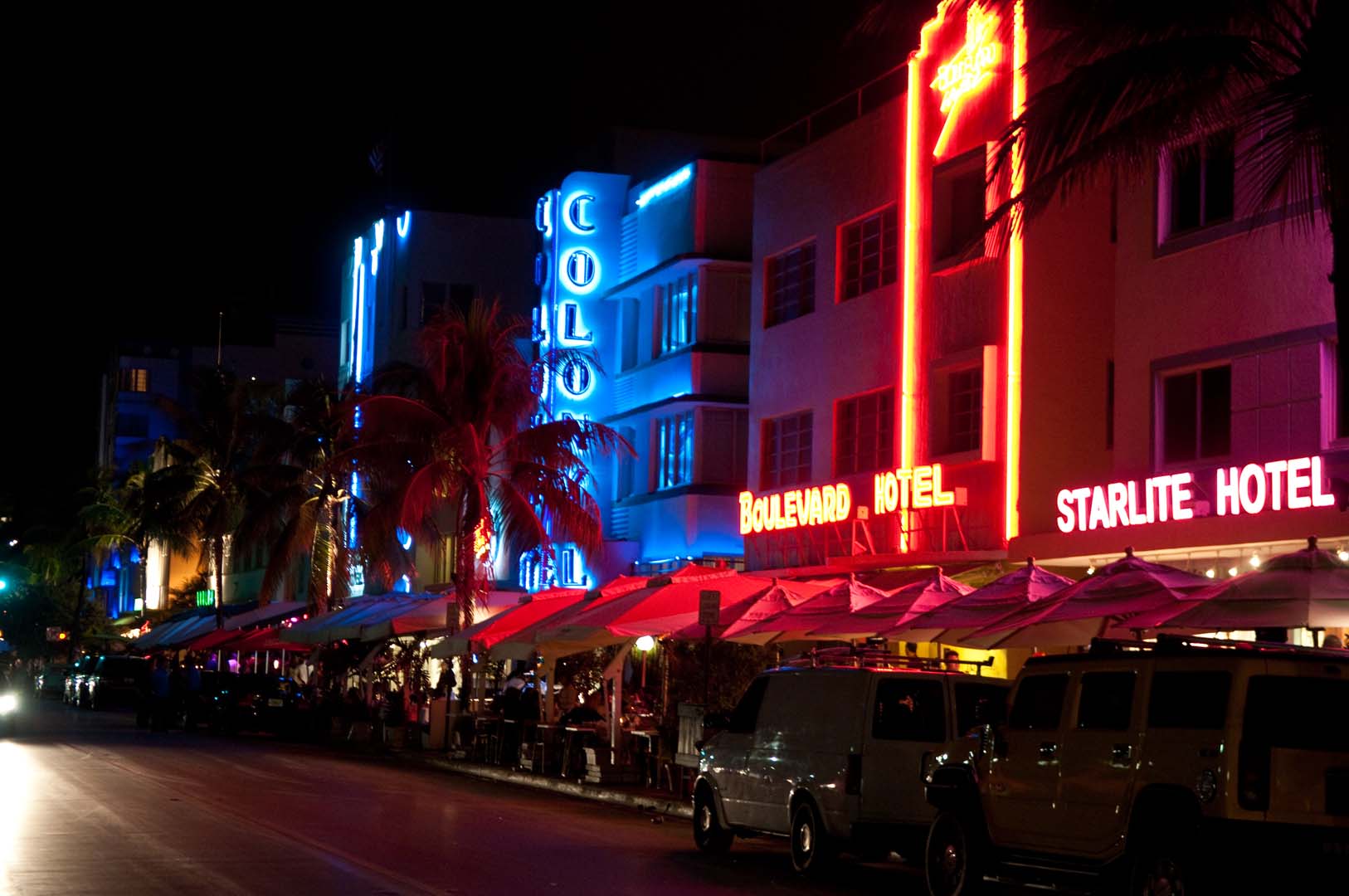 Kvällsvy Ocean Road, Miami Beach