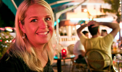 Anki på Mango’s Tropical Café, Ocean Drive Miami