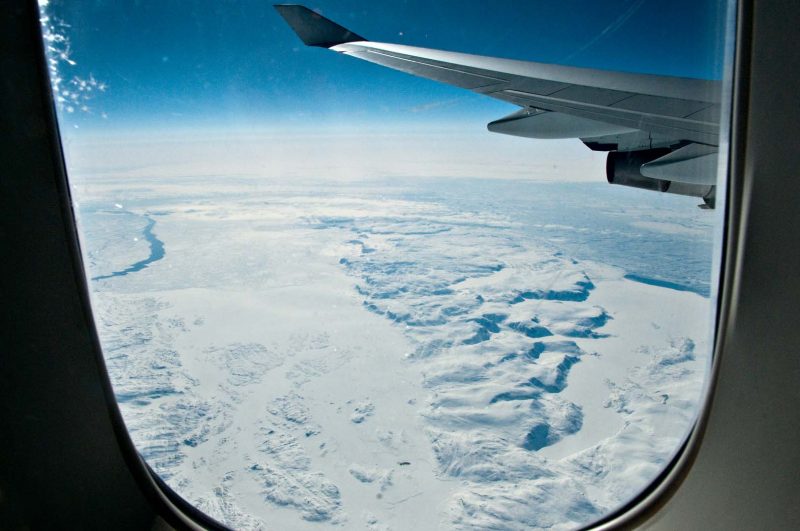 Utsikt från flyg med Air France från Paris till San Francisco