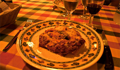 Lasagne på Restaurang Gallo Matto, Rom