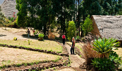 Anki på väg till huvudbyggnaden i Maili Saba Camp, Kenya