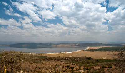 Vy över Lake Nakuru från söder om sjön, Kenya
