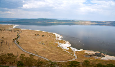 Lake Nakuru östra sida från Baboon Hill, Kenya