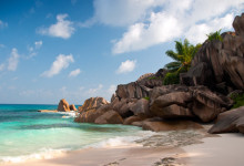 Södra delen av Grand Anse, La Digue Seychellerna