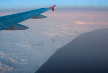 Islands östra kust från ett flygplan