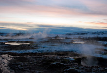 En vacker skymning vid Geysir
