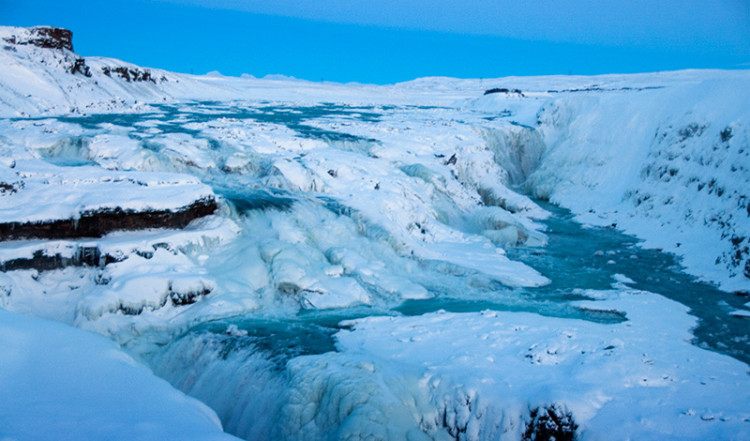 Gullfoss, stort vattenfall på Island