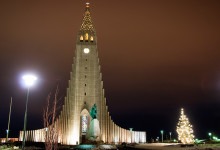 Hallgrímskirkja en kväll i januari, Reykjavik Island