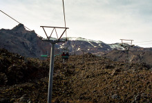 Linbanor tar oss upp till 2020 meters höjd, Mt Ruapehu Crater climb
