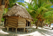 Hyddor vid stranden på Tanu Beach Fales, Samoa