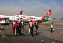 Boarding på Nairobi flygplats, Kenya
