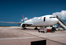 Air Seychelles flygplan på Seychelles International Airport