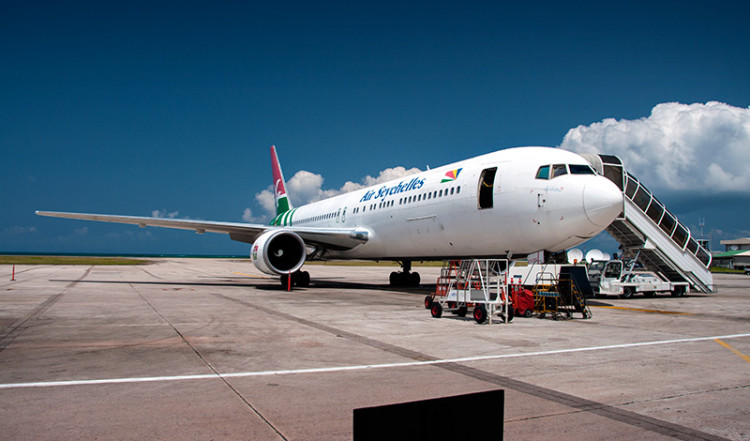 Air Seychelles flygplan på Seychelles International Airport