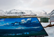 Foto från utbrottet framför Eyjafjallajökull vulkan Island